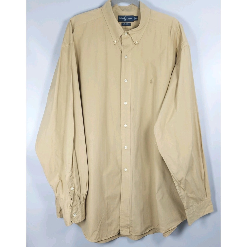 Ralph Lauren Men’s Long-Sleeve Button-Down Shirt in Tan